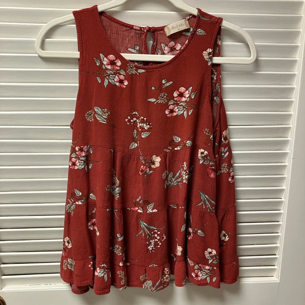 Altar'd State Floral Tank Top - Red